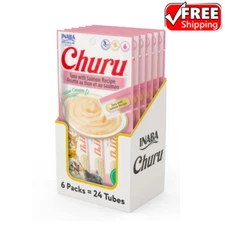 Churu Creamy Lickable Puree Cat Treat Taurine 0.5oz 24 Tube Tuna w/Salmon Recipe