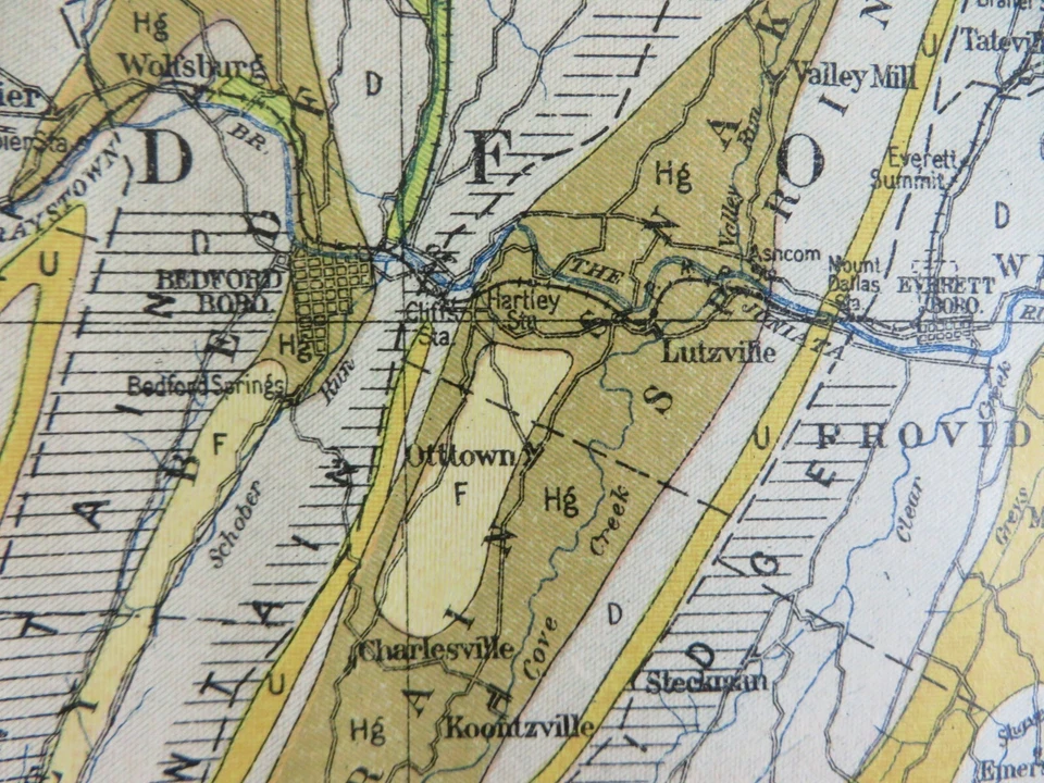 1910 Antique Map Pennsylvania Gettysburg Shippensburg Johnstown 36X28 #4200 - Image 4 of 4