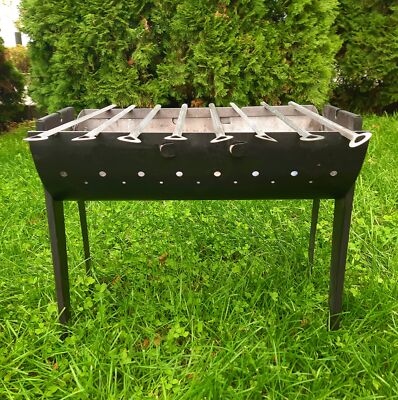 Mangal Grill Steel Portable Charcoal Folding 2mm Kebab Shish Kabob Grill with...