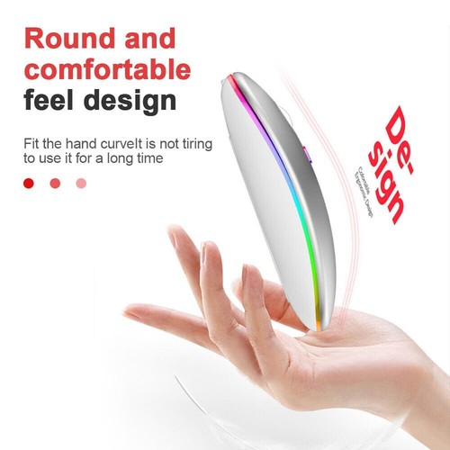 Câble Bluetooth PC Souris Souris Sans Fil pour Ordinateur Portable MAC Rechargeable LED FR - Photo 9/17