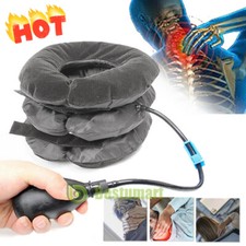 Cervical Neck Traction Collar Brace Support Pain Relief Stretcher Therapy Black