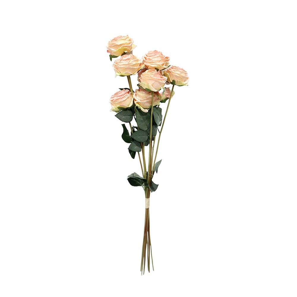 Dry Look Artificial Rose Bundle 9 stems 72cm/28 Inches Peach Pink