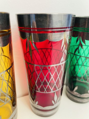 🟢 Art Deco 30er Jahre Cocktail Shaker Set + Muranoglas Gläser mehrfarbig - Bild 4 von 4