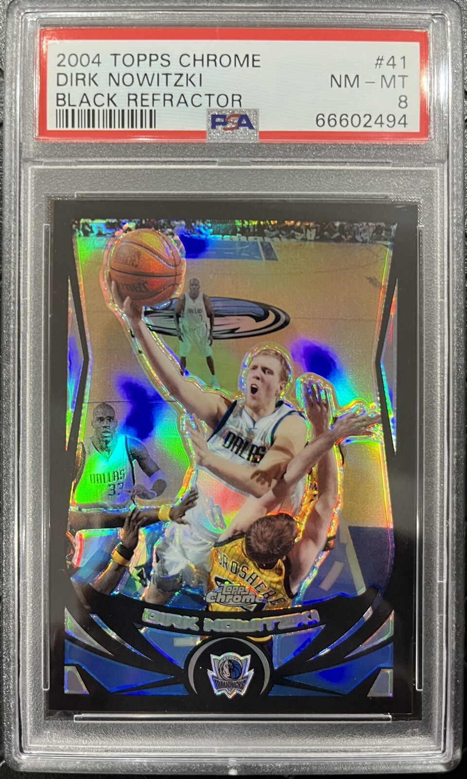 2004-05 Topps Chrome Black Refractor #41 Dirk Nowitzki /500 PSA 8 NM-MT HOF Rare