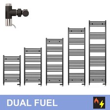 Dual Fuel 450 mm Wide Matt Black Towel Radiator With Standard Electric Kit