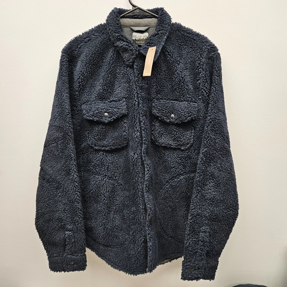NWT Men's J. Crew Nordic Sherpa Fleece Shirt Jacket / Navy Blue / Multiple Sizes - Image 2 of 4