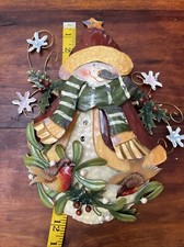 Sweet Rustic Metal Painted Snowman Christmas Decor