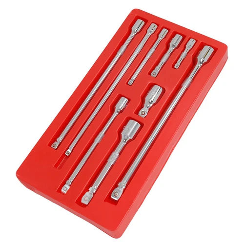 9 Piece Socket Wobble Bar Extension Set 1/4, 3/8 & 1/2 Inch Drive Garage Tools
