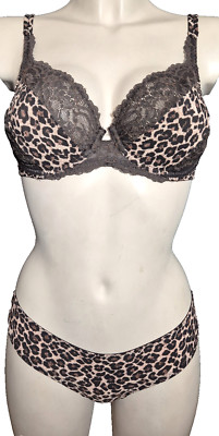 Andres Sarda Mars Damen Spitzen BH mit Bügel 3pc SET Gr.75C UK34C + 2x Slips 38