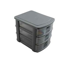 3 Drawer Plastic Desktop Organizer Gray - Makeup, Crafts, Office Storage