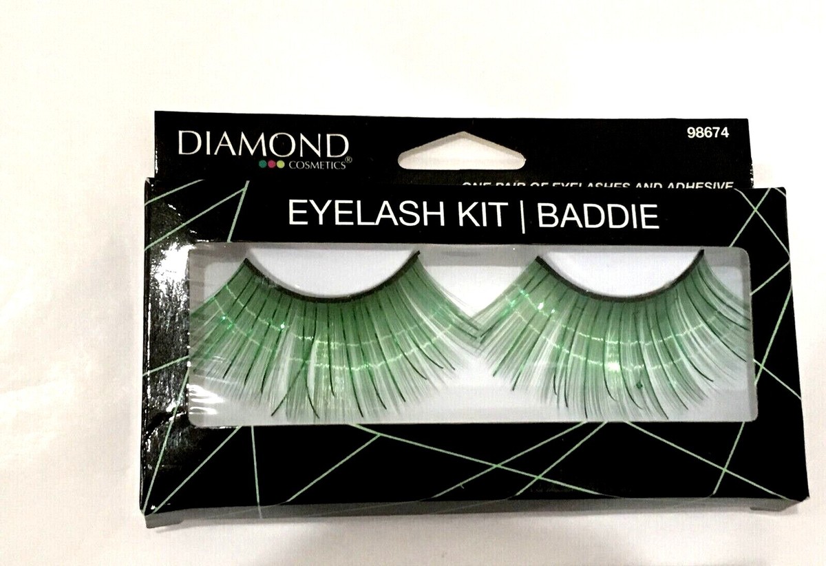 Set Of Long Sparkly Eyelash Extensions In Bright Colors For Date