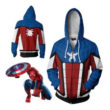 NEW Captain America Hoodie Avengers: Endgame Hooded Full Zip Sweatshirt Jacket