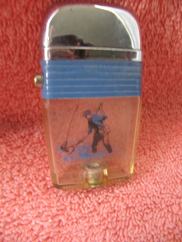 VINTAGE SCRIPTO VU LIGHTER FLY FISHERMAN