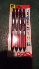 4 Pentel EnerGel RTX Retractable Gel Pens M 0.7mm RED Ink LIQUID GEL PEN MEDIUM4