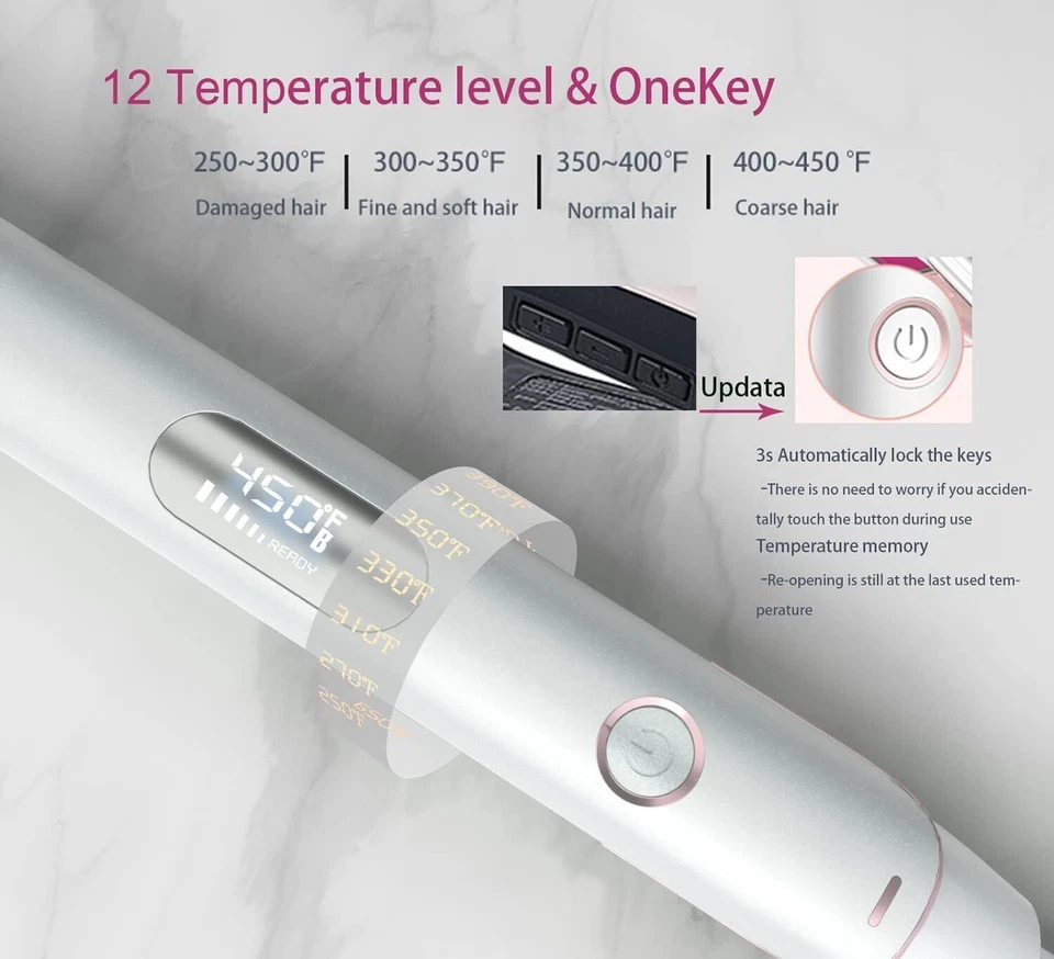 Professional Smart Tourmaline Ceramic Flat Iron Hair Straightener Curler Ionic - Image 3 of 4