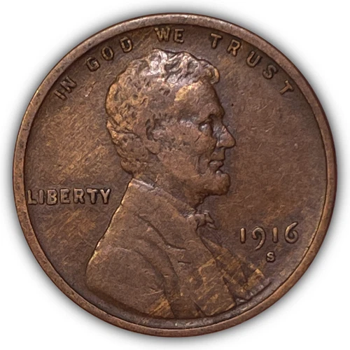 1916-S Lincoln Wheat Cent Very Fine VF Coin #22944