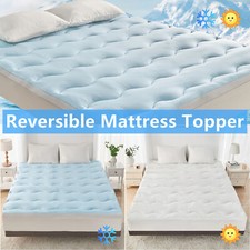 Ultra Plush 1000GSM Mattress Topper Pad Reversible Dual-Sided Warm & Cooling NEW