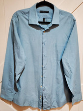 Geoffrey Beene Fitted Wrinkle Free Dress Shirt Men's Size 17.5 34/35 Blue