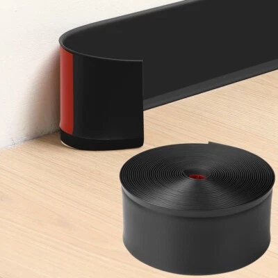 LIFRONKIT Vinyl Wall Base Baseboard Molding Trim 4"x 40FT Flexible Self Adhesive Black