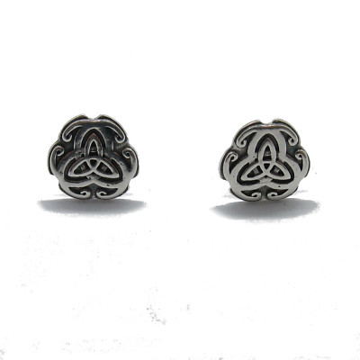 Handgefertigte Sterling Silber Ohrringe am Pfosten massiv gepunzt 925 Triquetra E000727