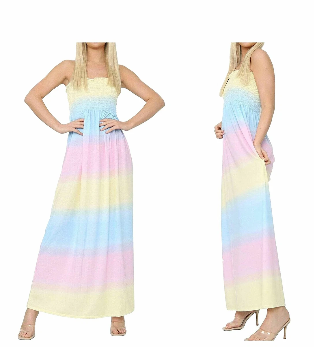 Long rainbow cheap dress