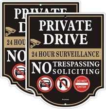 Private Drive Do not enter sign 24 Hour Survellance No Trespassing Black-Red