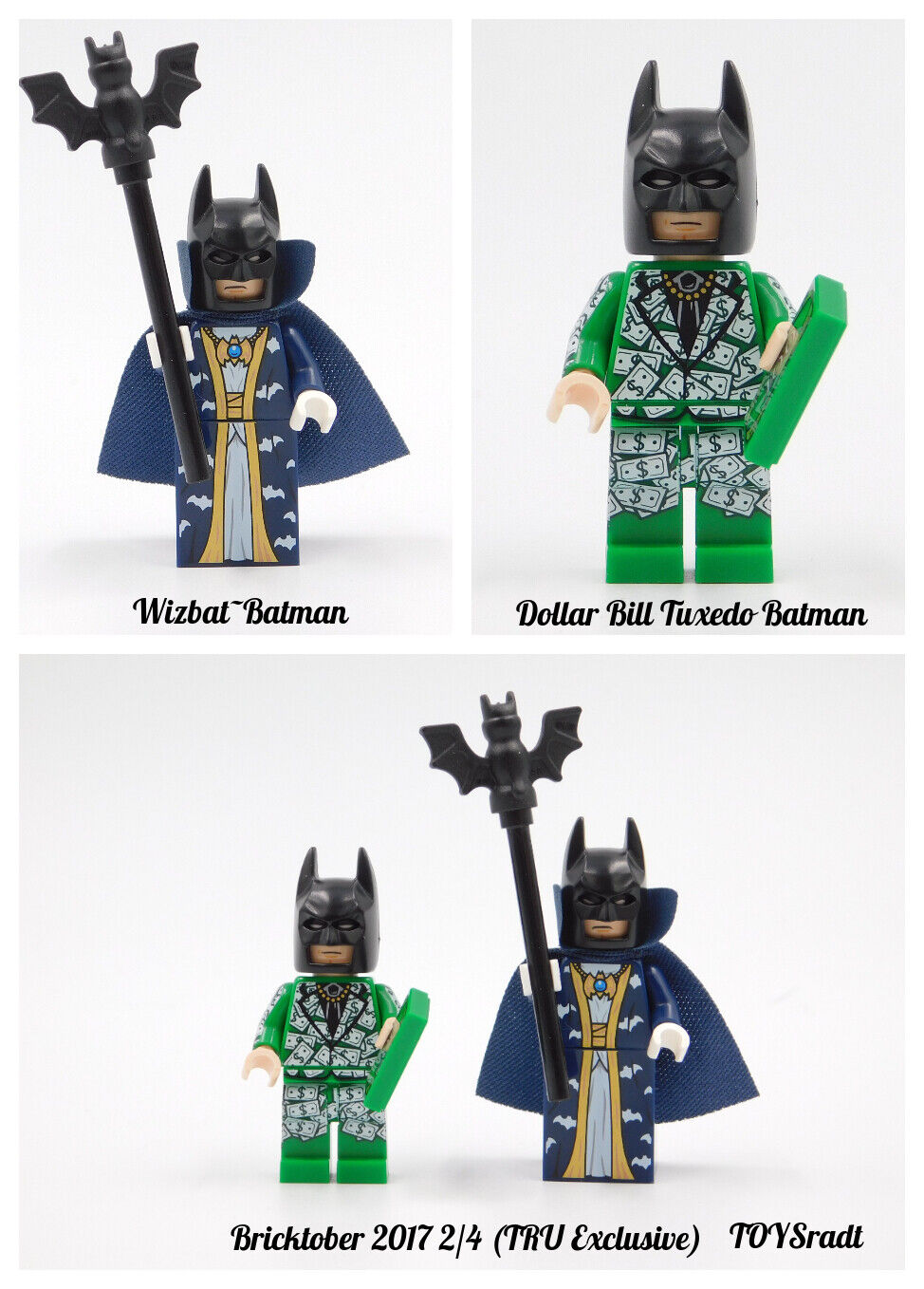 LEGO Bricktober 2017 2/4 TRU Exclusive WIZBAT, DOLLAR BILL TUXEDO OR BOTH U PICK