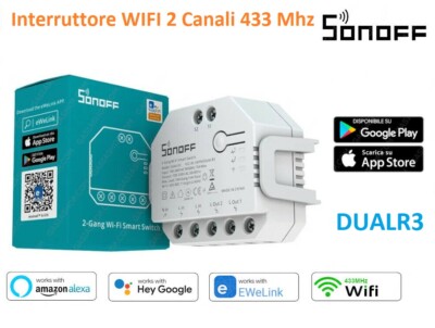 Sonoff Dual R3 - Interruptor Inteligente Wi-Fi De Rel&eacute; Duplo Com Me De Energia