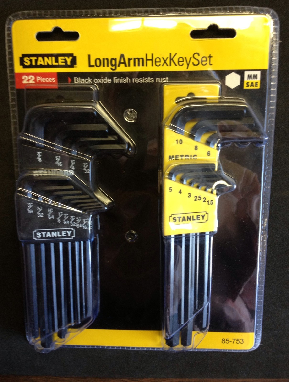 STANLEY 85-753 22 PC Metric SAE Long Arm Hex Key Set | eBay