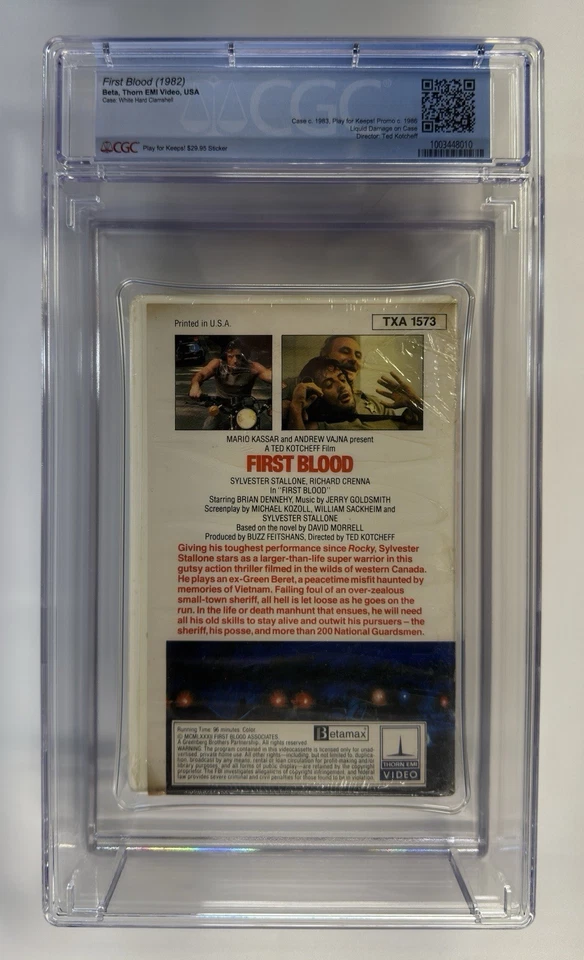 BETAMAX — CGC 6.5 B+  FIRST BLOOD - FIRST PRINT / THORN Clamshell — Like VHS - Image 2 of 2