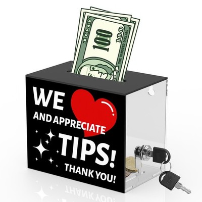 Acrylic Tip Jar for Bartender Tip Box Tip Jars Suggestion Box 6''X4''X5'' for Bar 