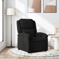 Relaxsessel Samt Schwarz Mit Verstellbarer RüCkenlehne Und Armlehnen