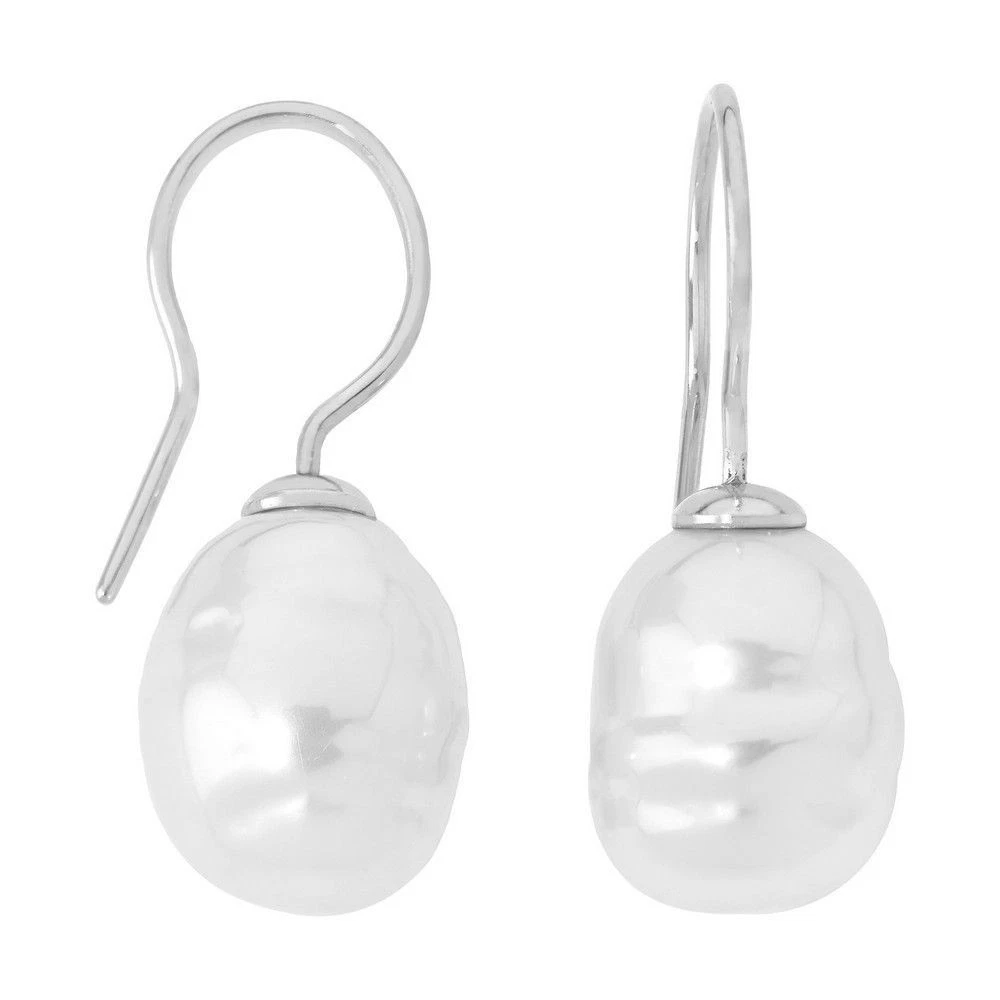SD Orecchini Pendenti Con Perla Swarovski 10 Mm In Argento 925 – Clip Pieghevoli, Lunghezza 28 Mm, Colore Bianco, Modello OH-Ku10-ww