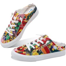 Women's Canvas Slip On Mules Memory Foam Insoles Fashion Sneakers Size 5