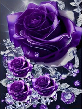 Rose Diamond Painting Kits for Adults Purple Rose DIY 5D Diamond Art Kits Full..