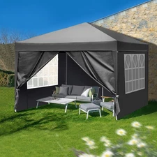 10' x 10' EZ Pop Up Gazebo Canopy Tent Camping Beach, 4 Walls, Portable Bag
