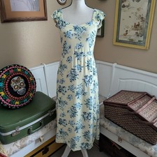 Loft Floral Flutter Sleeve Slip Dress Midi