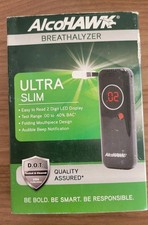 AlcoHawk Precision Ultra Slim Breathalyzer w/ 3 Replaceable Mouthpieces Foldable