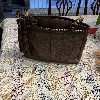 Patricia Nash Poppy Zip Top Tote Bag Shoulder Leather Peruvian Fields Floral