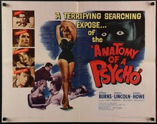 ANATOMY OF A PSYCHO POSTER 1961 RONNIE BURNS PAMELA LINCOLN HALF SHEET