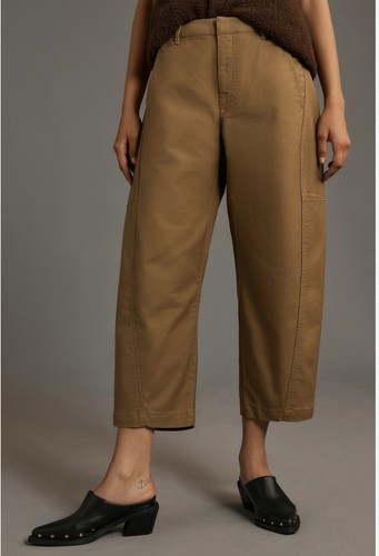 Pantalones chinos recortados curvos Anthropologie Maeve barril bronce nuevos con etiquetas $148 EE. UU. 6 - Imagen 1 de 12
