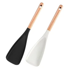 Cedar and Ash Spoonula,Multifunction Spatula Cooking Spoon (Black+White)