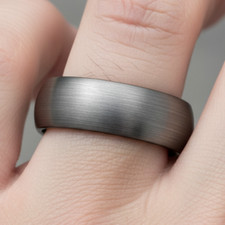 8mm Black  Gunmetal Tungsten Wedding Band Brushed Domed Comfort Fit Men's Ring