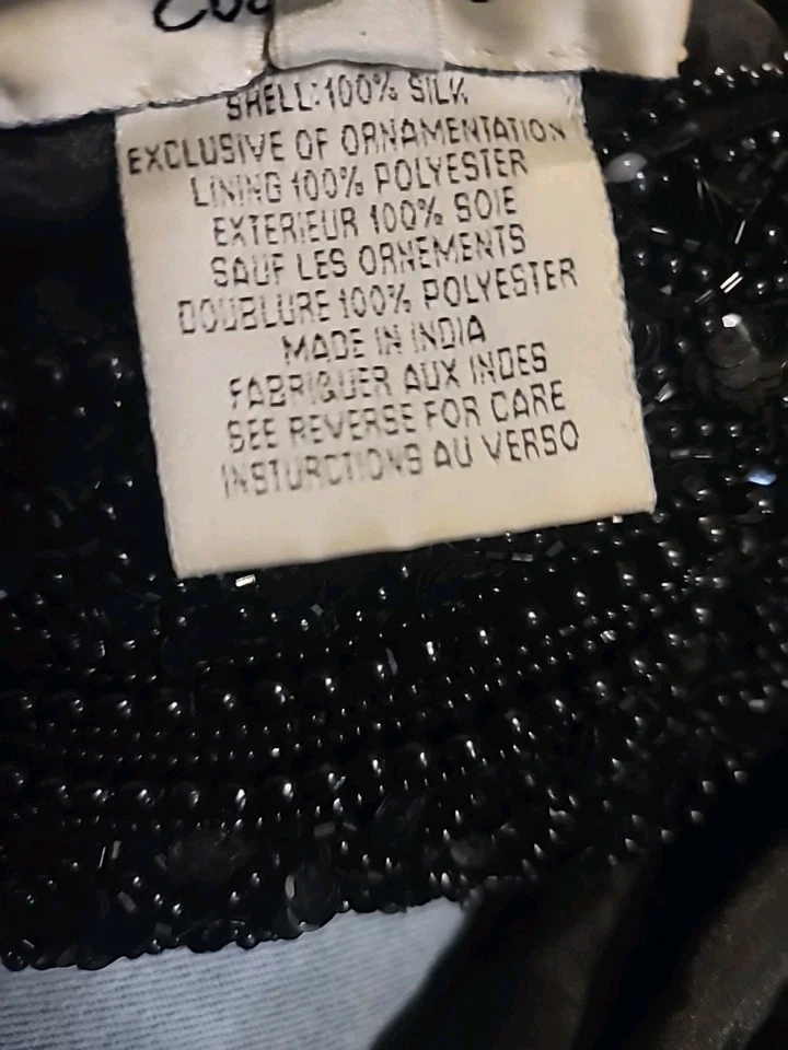 Adriana Papell Womens Dress Size 4P Silk Beaded Long Formal Gown Midnight Black - Image 4 of 4