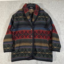 Vintage Woolrich Southwestern Wool Blanket Jacket XL Aztec Lined Coat Nordic