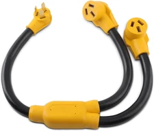 50 Amp Y Splitter NEMA 10-50P to 2X 10-50R, 3-Prong 250V Range Cord Adapter for