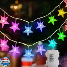 echosari Star String Lights Battery Powered, 13ft 40LED Christmas Star Fairy 