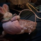 Vintage TB Trading Co Easter Bunny Plush & Pink Wicker Basket 90s Decor Lot — photo 1