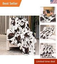 Soft Plush Cow Print Throw Blanket, 50x60 Inch - Perfect Gift for All Ages