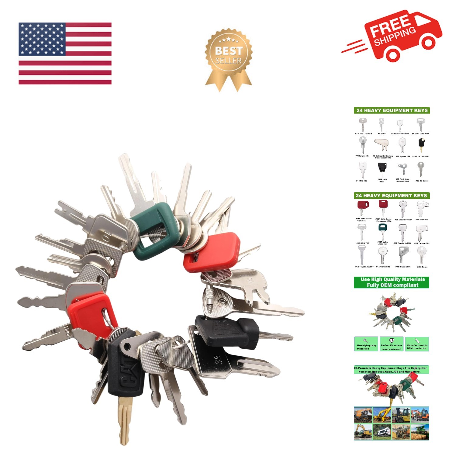 24 Heavy Master Set, Construction Ignition Key Set Fits Case